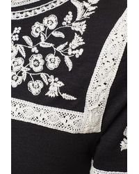 TOPSHOP Black Petite Embroidered Smock Dress