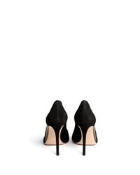 Gianvito Rossi Black Mesh Insert Suede Pumps