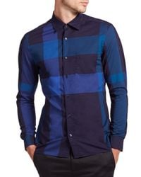 Burberry Brit | Blue Keegan Check Cotton Sportshirt for Men | Lyst