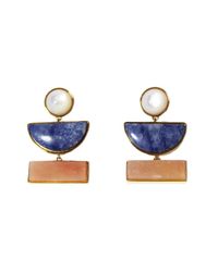 Lizzie Fortunato - Blue Gold Geometric Earrings - Lyst