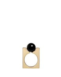 Chloé | Metallic 'Darcey' Inset Swarovski Pearl Square Brass Ring | Lyst