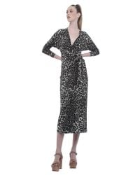 Norma Kamali | Gray Leopard-Print Maxi Wrap Dress | Lyst