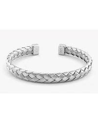 Tateossian - Metallic Bamboo Bracelet In Tightly Weaved Silver With Silver Caps for Men - Lyst