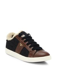 Tory Burch | Brown Oliver Mixed-media Sneakers | Lyst