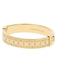 Michael Kors | Gold Pavé Monogram Hinge Bangle | Lyst