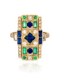 Sabine G | Blue 18Kt White Gold Diamond And Sapphire Rectangle Ring | Lyst