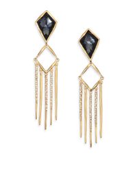 Alexis Bittar | Metallic Miss Havisham Liquid Pavé Fancy Kite Hematite, White Quartz & Crystal Clip-on Drop Earrings | Lyst