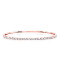Anne Sisteron - Pink 14kt Rose Gold Half Diamond Bangle Bracelet - Lyst