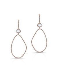 Anne Sisteron - Pink 14kt Rose Gold Diamond White Topaz Organic Shape Earrings - Lyst