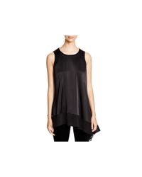 Eileen Fisher | Black Asymmetric Silk Tank | Lyst