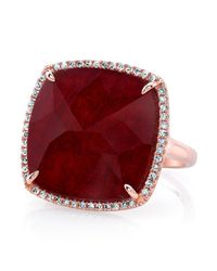 Anne Sisteron - Metallic 14kt Yellow Gold Ruby Diamond Cushion Cut Cocktail Ring - Lyst
