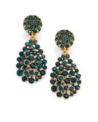 Oscar de la Renta | Green Pave Crystal Teardrop Earrings | Lyst