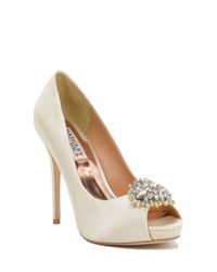 Badgley Mischka | Natural Jeannie Wide-width Peep-toe Pump | Lyst