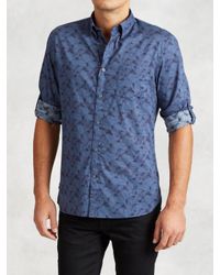 John Varvatos | Blue Short Sleeve Roll Up Shirt for Men | Lyst