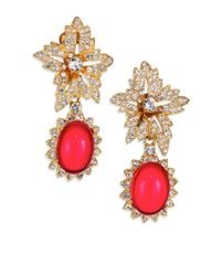 Kenneth Jay Lane | Red Shimmering Flower Clip Earrings | Lyst