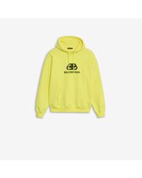 Sudadera con capucha y pliegues BB Balenciaga de Algodón de color Amarillo  para hombre | Lyst