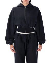 T By Alexander Wang Blue Cropped Zip-Up Hoodie