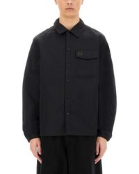 Fred Perry Black Jacket With Snap Buttons for men