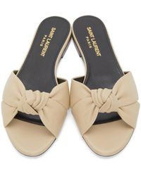 Saint Laurent Leather Bianca Flat Sandals in Natural | Lyst