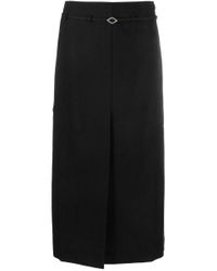 Ganni Cotton Suiting Maxi Slit Skirt in Black | Lyst