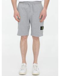 stone island grey fleece shorts