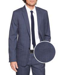 Banana Republic Factory Synthetic Standard-fit Stretch Navy Plaid Blazer in  Blue for Men | Lyst
