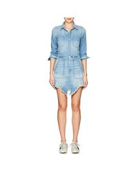 Nsf Neva Frayed Denim Dress In Blue Lyst nsf neva frayed denim dress in blue lyst