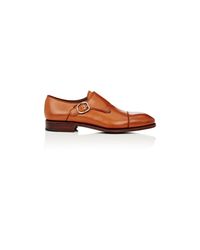 Carmina Shoemaker Brown Leather Cap-toe Monk for men