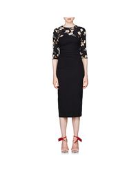 Off-White c/o Virgil Abloh Black Printed Flowers Midi Dress