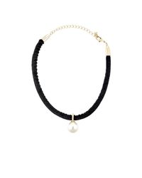 Kenneth Jay Lane | Imitation Pearl Pendant & Black Velvet Choker | Lyst