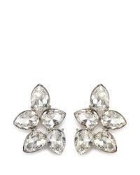 Kenneth Jay Lane | Metallic Teardrop Crystal Cluster Stud Earrings | Lyst