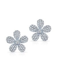 Anne Sisteron - 14kt White Gold Diamond Puffy Daisy Stud Earrings - Lyst