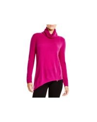 Magaschoni | Purple Turtleneck Asymmetrical Hem Sweater | Lyst