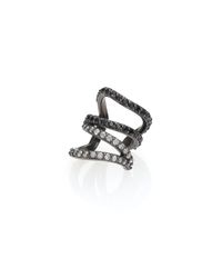 Phyne By Paige Novick | Metallic Lilly Black/White Diamond & Blackened 14K White Gold Winged Single Ear Cuff | Lyst