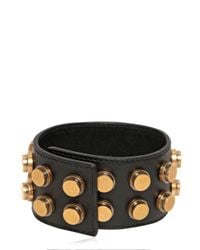 Saint Laurent | Metallic Studded Leather Large Cuff Bracelet | Lyst