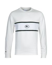 Lacoste Cotton Homme White Stripe Sweatshirt for Men - Lyst