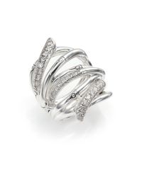 John Hardy | Metallic Bamboo Diamond & Sterling Silver Wide Multi-row Ring | Lyst