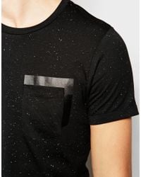 Jack amp; jones Fleck Tshirt With Rubberised Pocket Print in Black for 