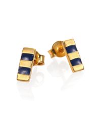 A Peace Treaty | Blue Striped Bar Earrings | Lyst