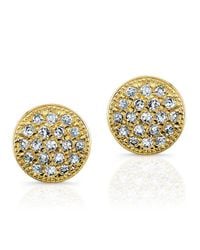 Anne Sisteron - 14kt Yellow Gold Diamond Mini Disc Stud Earrings - Lyst