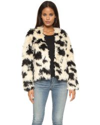Tibi White Cozy Jacket - Ivory/black Multi