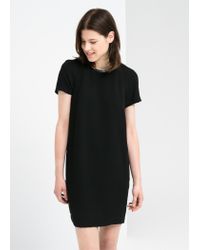 Black crepe shift dress Clearance