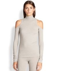 Donna Karan | Gray Cold-shoulder Turtleneck Sweater | Lyst