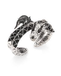 John Hardy | Metallic Naga Black Sapphire, Ruby & Sterling Silver Dragon Kick Cuff Bracelet | Lyst