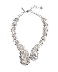 Oscar de la Renta | Metallic Swarovski Crystal Feather Necklace | Lyst
