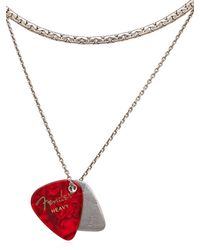 Laura B | Red Guitar Pick Charms Brass & Silver Chain | Lyst