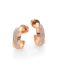 Michael Kors | Metallic Crisscross Pave Hoop Earrings/0.5 | Lyst