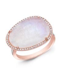 Anne Sisteron | White 14kt Rose Gold Organic Moonstone Cocktail Diamond Ring | Lyst