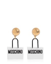 Moschino | White Shopping Bag Enameled Earrings | Lyst