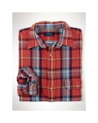 Polo Ralph Lauren | Red Slim-Fit Checked Linen Shirt for Men | Lyst